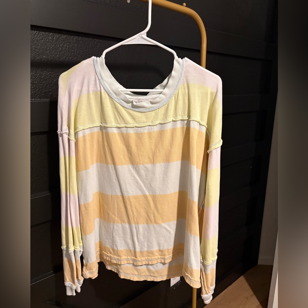 Free People Multi-Colored Striped Long Sleeve